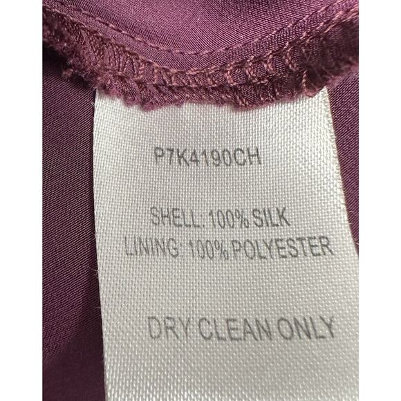 Parker Womens Medium Dark Plum Cold Shoulder Silk Peasant Blouse Top 100% Silk - Picture 5 of 10